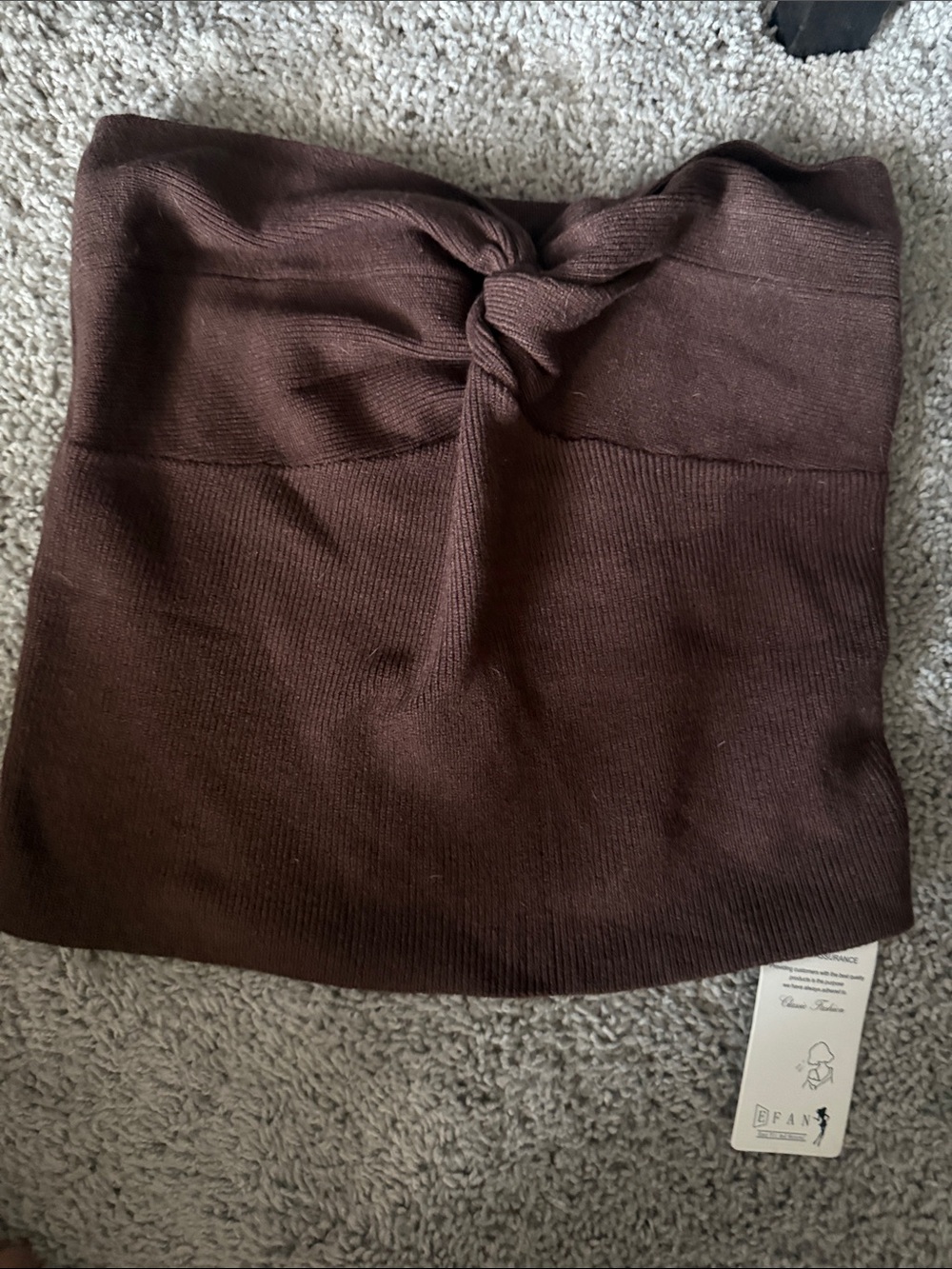 Brown Twist-Front Knit top